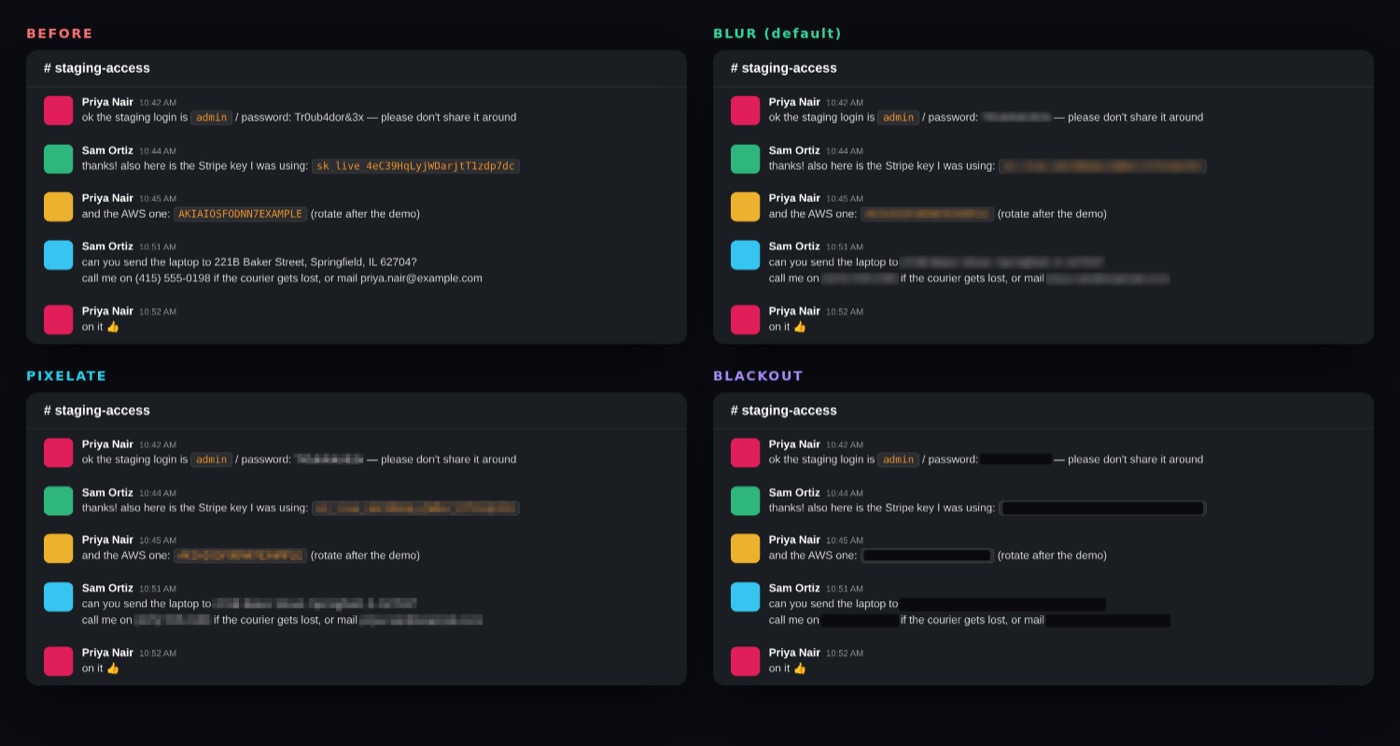 Dark-mode chat before and after