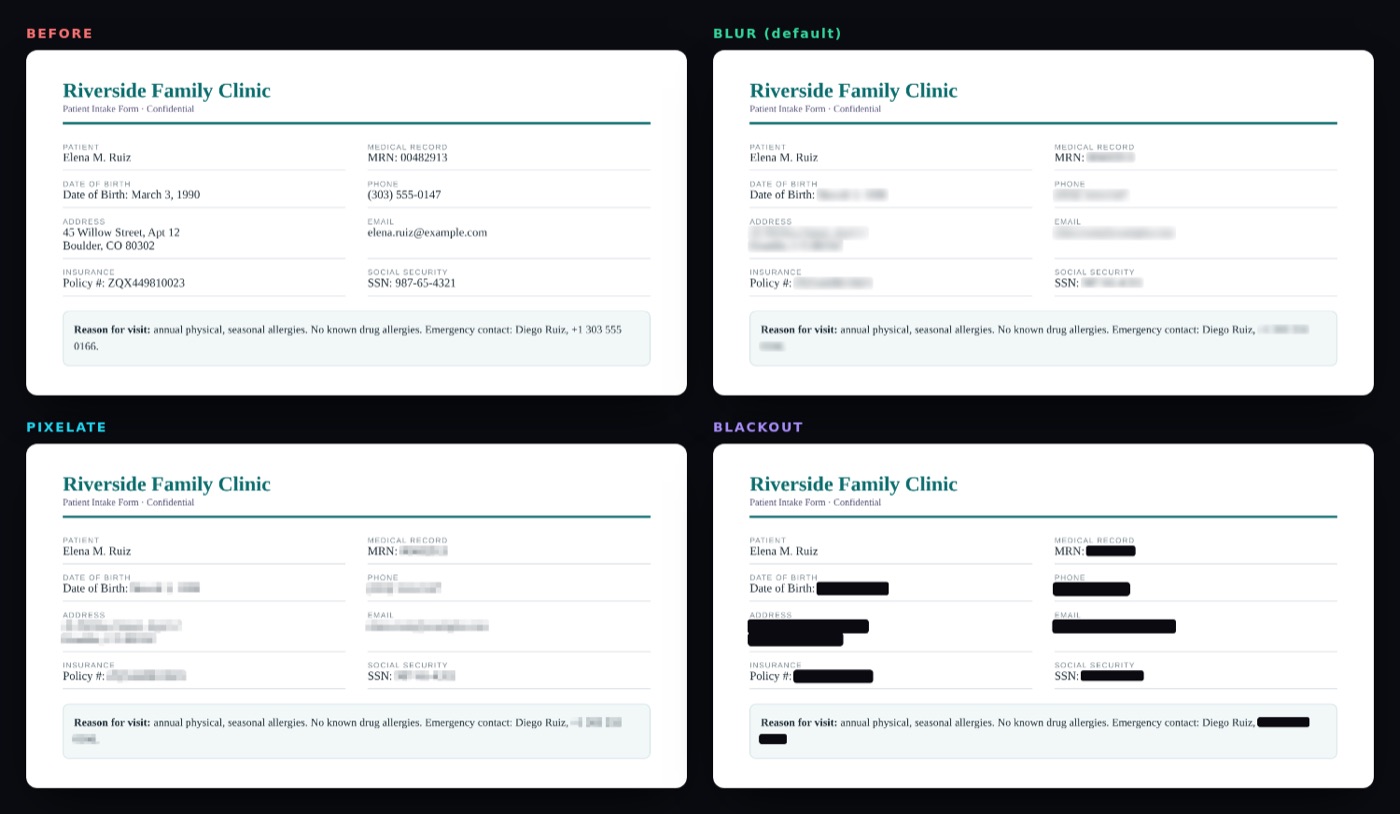 Medical form before and after
